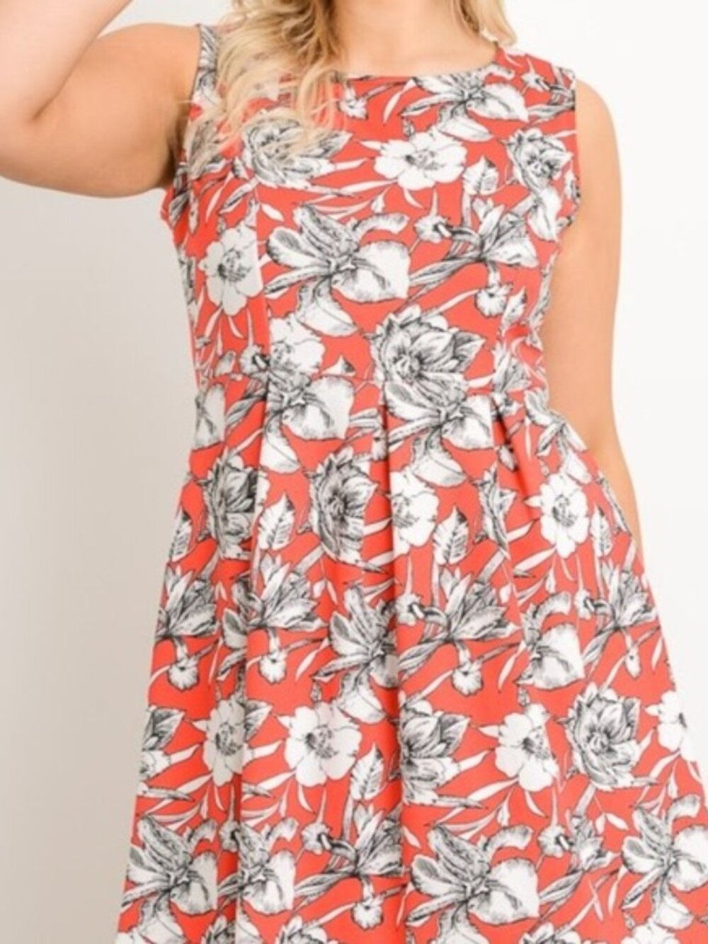 A-Line Floral Plus Size Dress